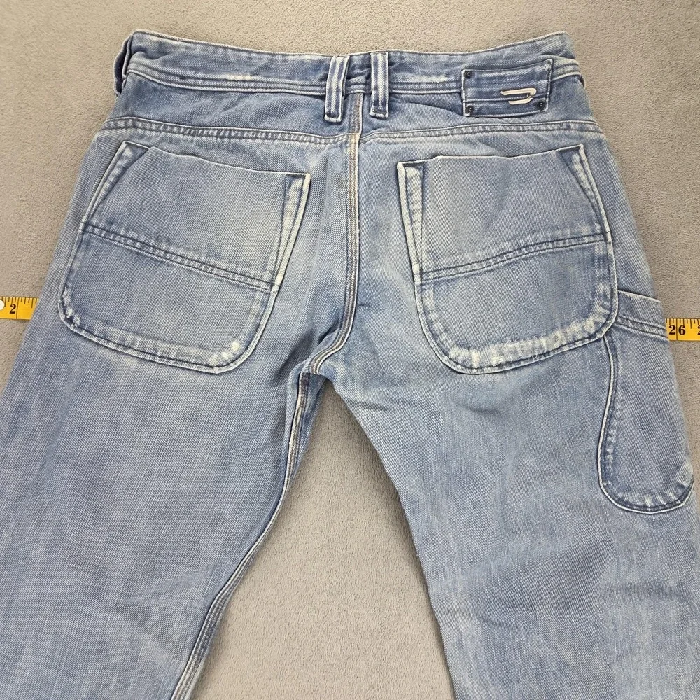 VTG Diesel Jeans Mens 30x34 Blue Kevor Altered Hem Light Wash Tapered 00772‎